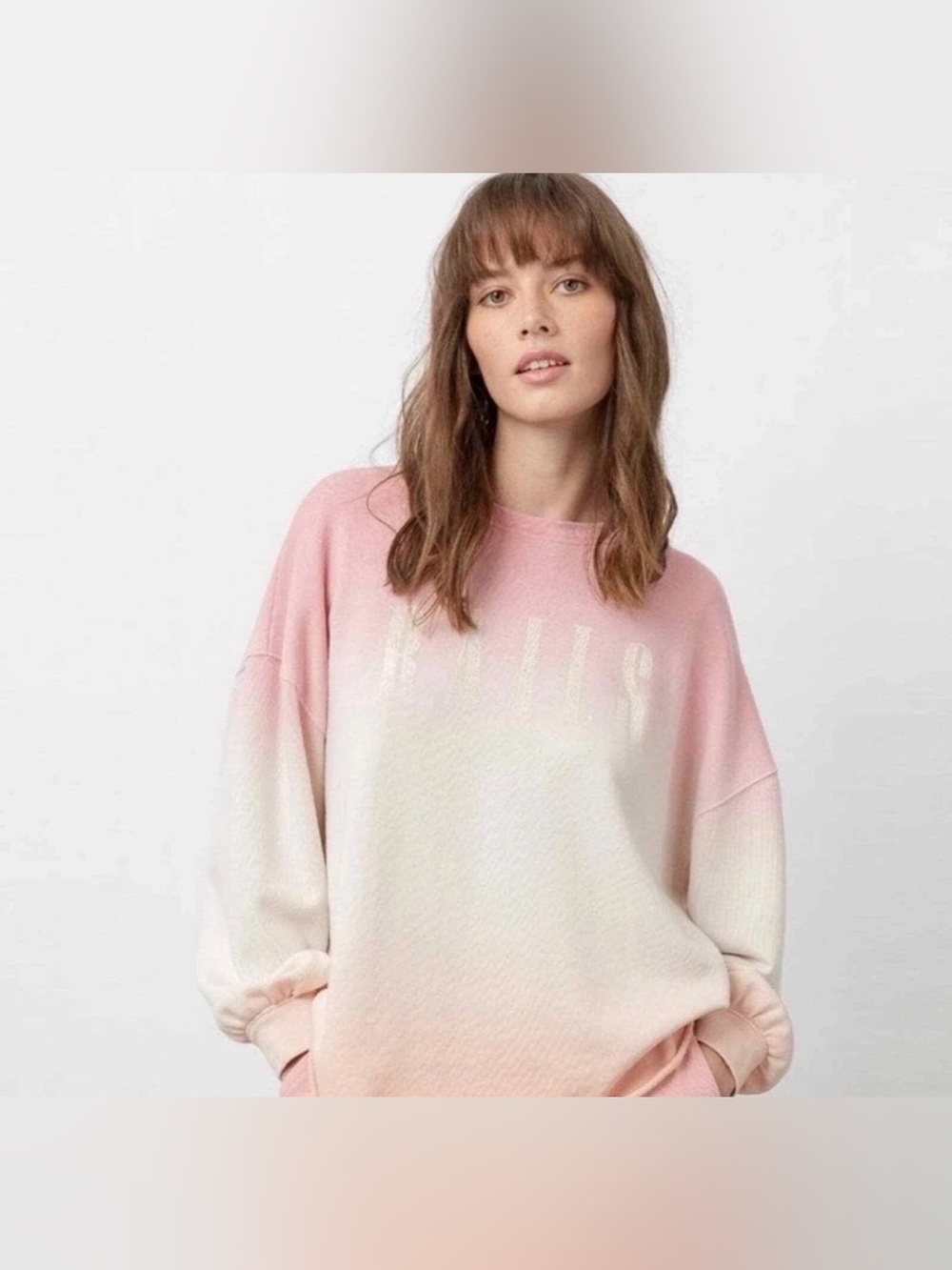 RAILS REEVES Pink Peach Dip Dye Pullover Sweatshirt Medium - C51-048